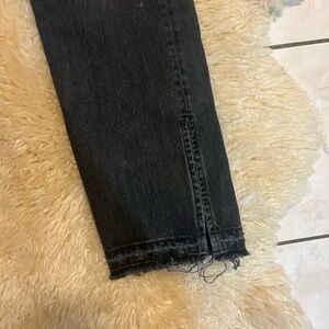 EB Denim High Rise Black Washed Jeans with Raw Hem